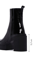 Women's Black Patent Leather Heeled Chelsea Boots | Derimod