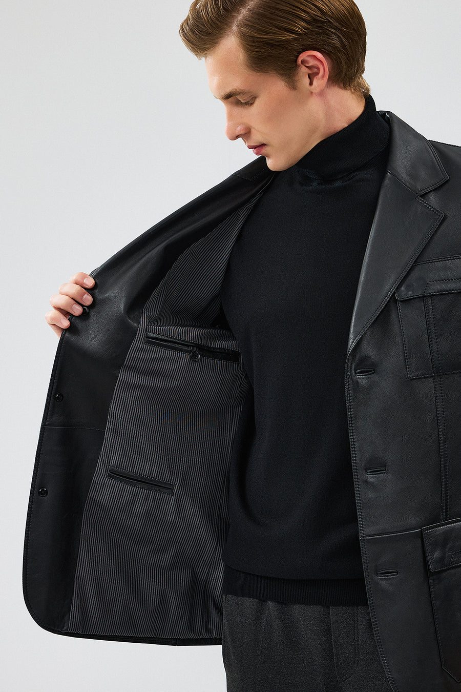 Kevin Men's Black Blazer Leather Jacket