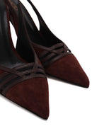 Woman Burgundy Slingback Stiletto Suede Shoes | Derimod