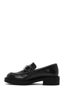 Women's Black Buckled Leather Masculine Loafer | Derimod