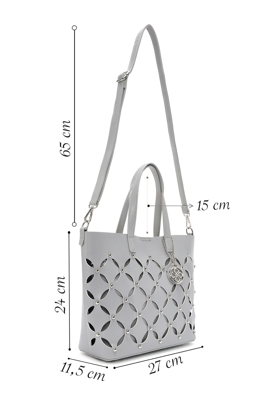 Kadın Gri Örgülü Klasik Kol Çantası