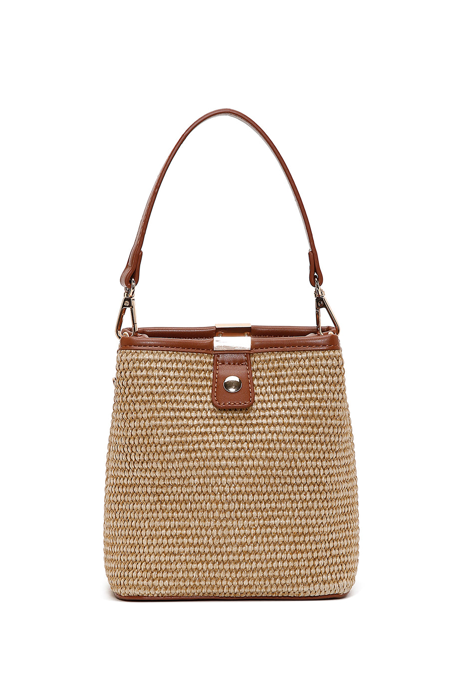 Women's Beige Mini Straw Crossbody Bag