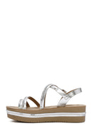 Women's Silver Ankle Strap Thick Soled Sandals | Derimod