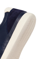 Male Navy Lace-up Leather Casual Sneaker | Derimod
