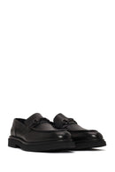 Male Black Buckled Leather Casual Loafer | Derimod