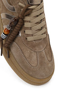 Woman Beige Lace-Up Thick-Soled Charmed Suede Leather Sneaker | Derimod