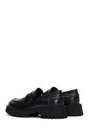 Women's Black Thick Soled Leather Masculine Loafer | Derimod