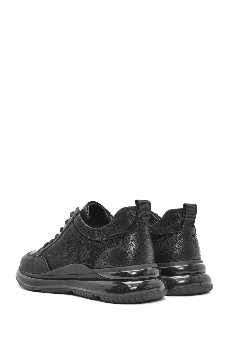 Men's Black Lace-Up Nubuck Leather Sneakers