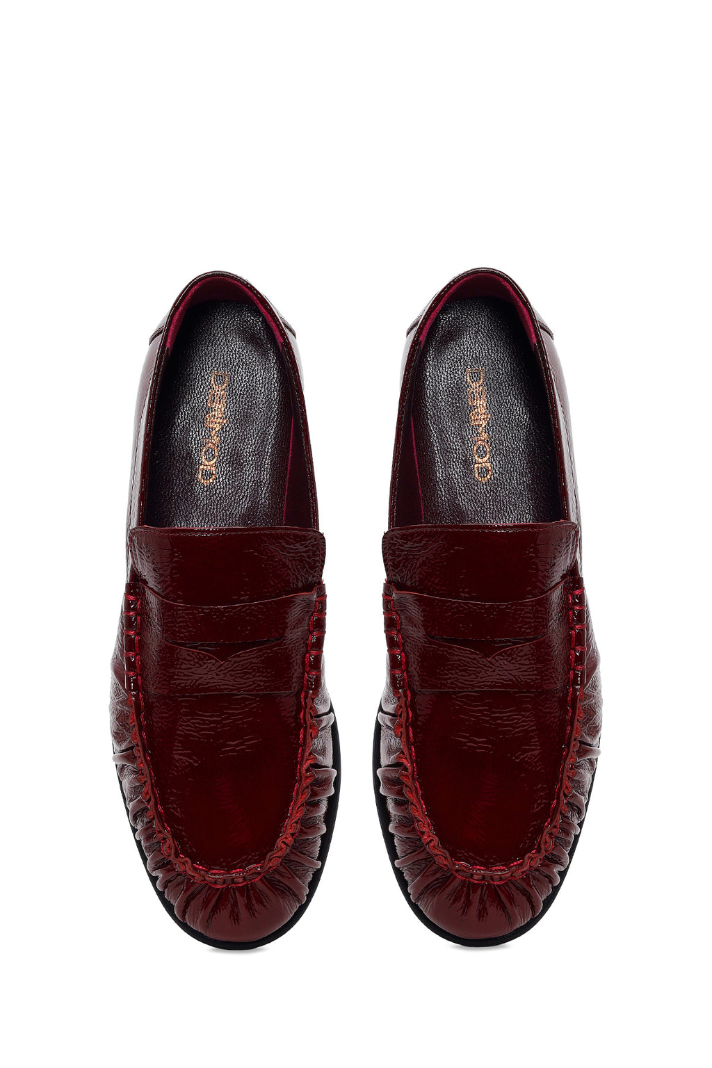 Kadın Bordo Deri Maskülen Loafer
