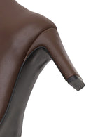 Woman Brown Zip Closure Heeled Boots | Derimod