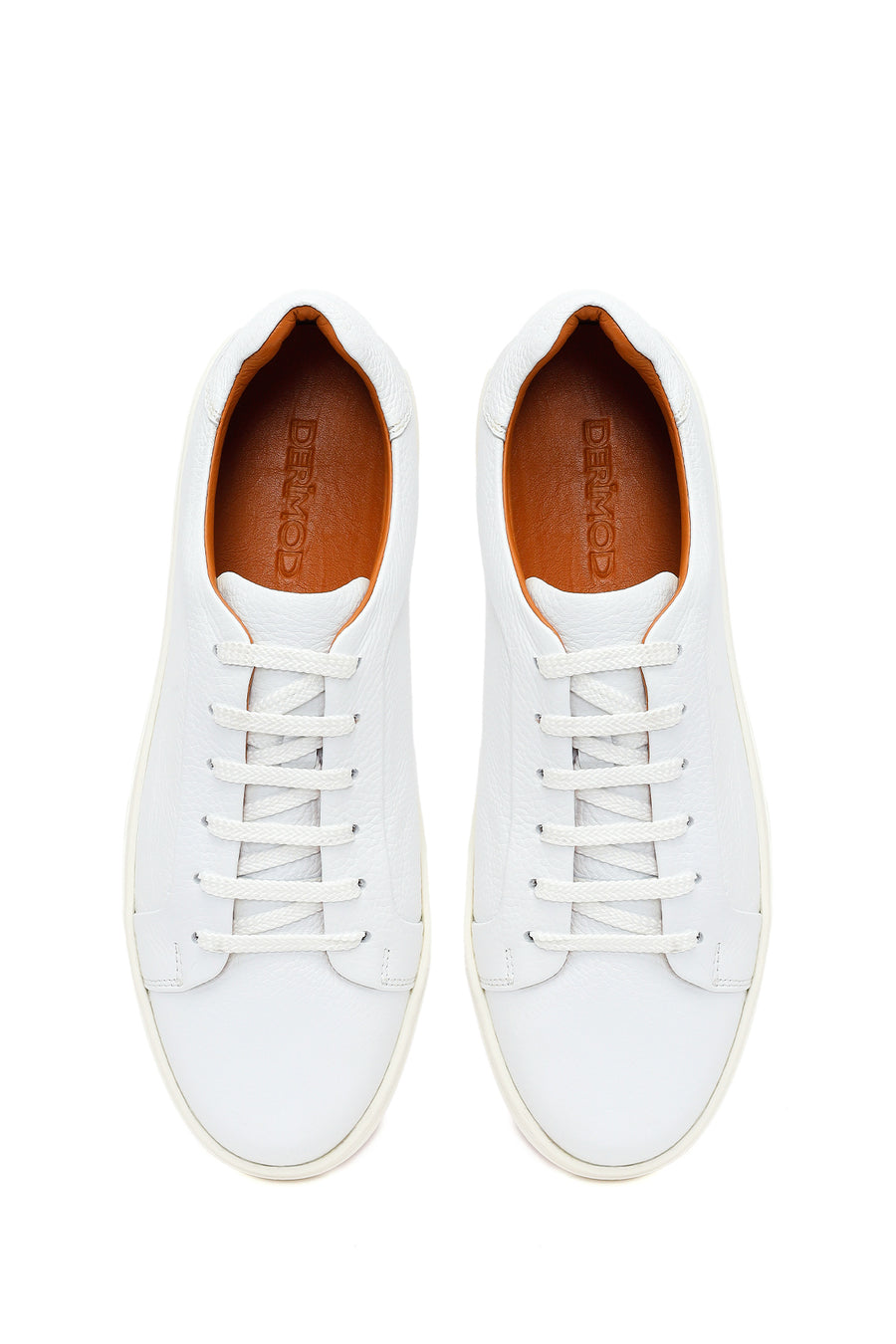 Male White Lace-Up Leather Sneaker