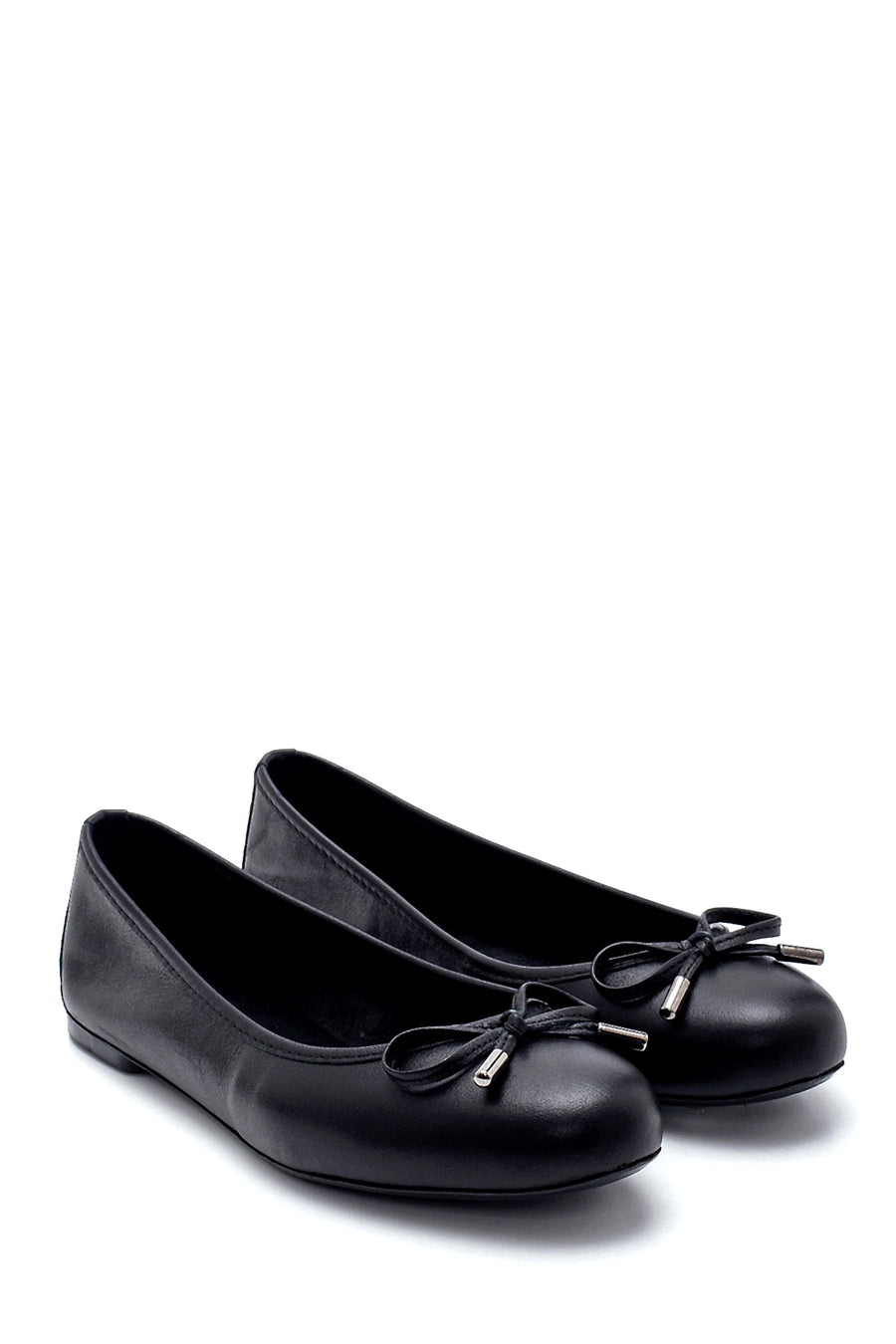 Women's Leather Bow Detailed Ballerinas