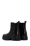 Women's Black Leather Zippered Boots | Derimod