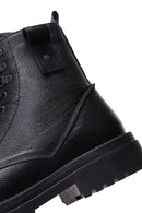 Men's Black Leather Zippered Boots | Derimod