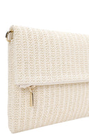 Women's Cream Long Chain Strap Straw Clutch Bag | Derimod