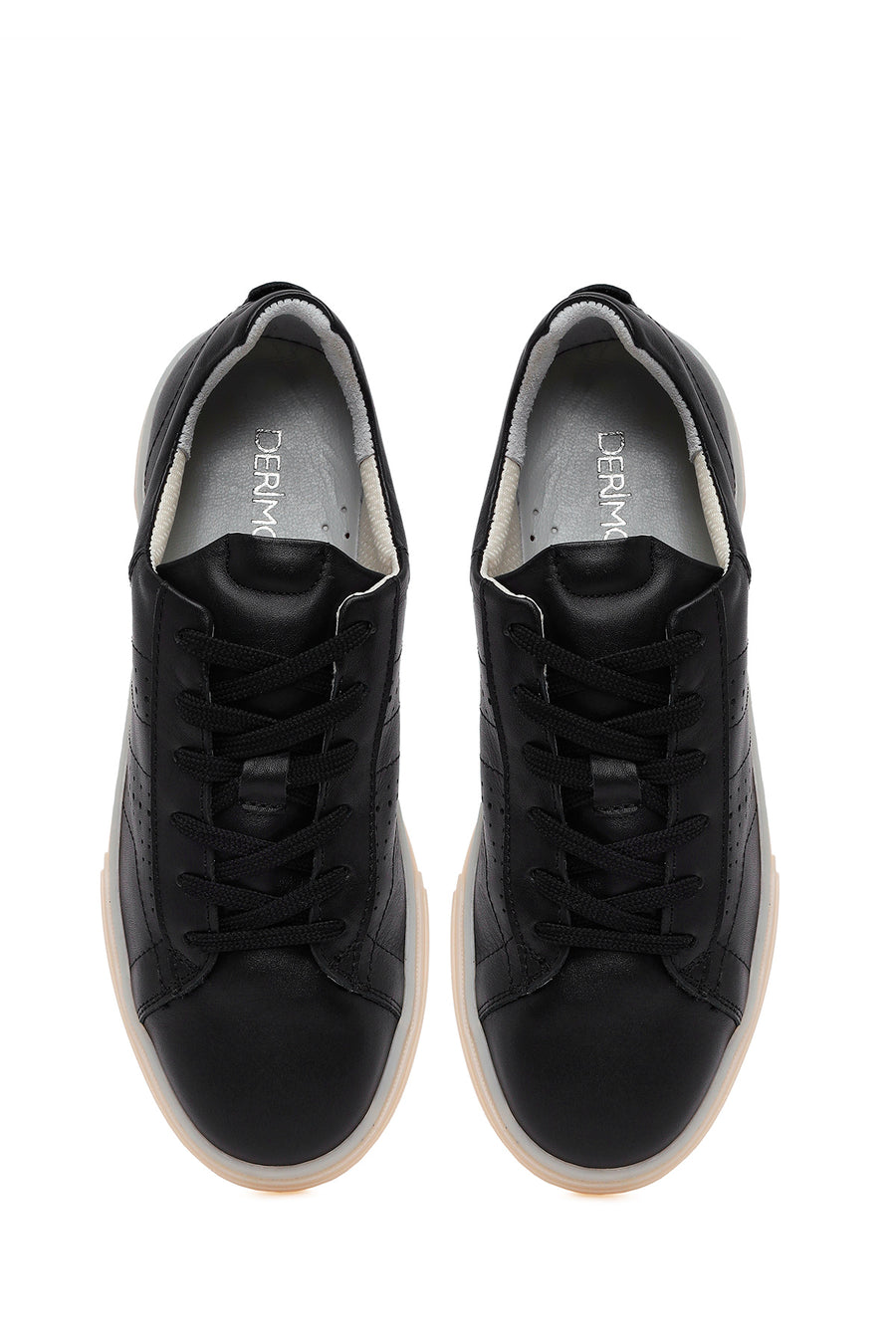 Woman Black Lace-Up Leather Sneaker