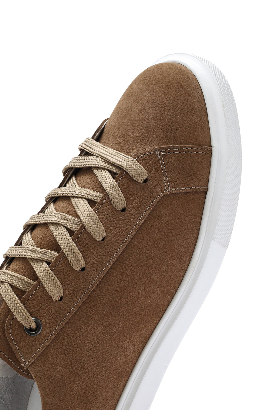 Erkek Vizon Bağcıklı Nubuk Deri Sneaker