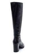 Women's Leather Zippered Heeled Boots | Derimod