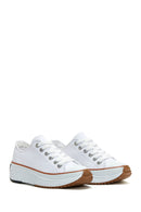 Women's White Thick Soled Fabric Sneaker | Derimod