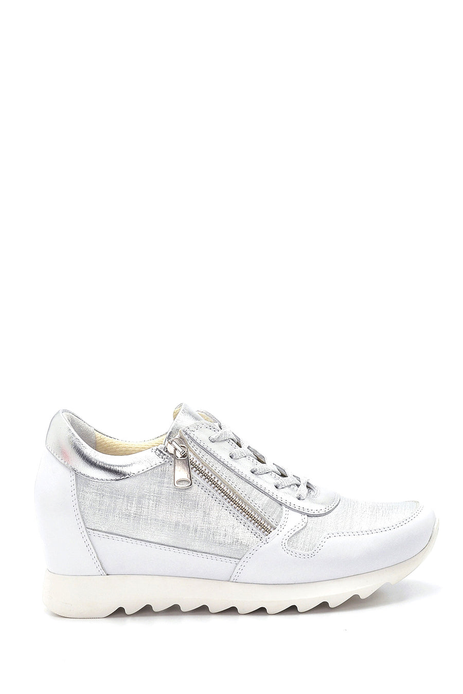 Kadın Gümüş Deri Dolgu Topuk Sneaker 22SFD370414 | Derimod