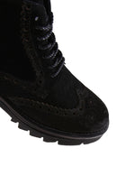 Men's Black Suede Leather Zippered Boots | Derimod