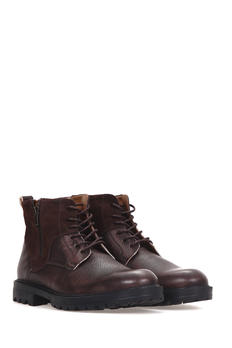 Men's Zippered Leather Boots