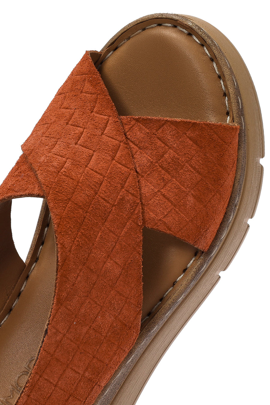 Women's Tan Suede Leather Wedge Heeled Ankle Buckle Comfort Sandals