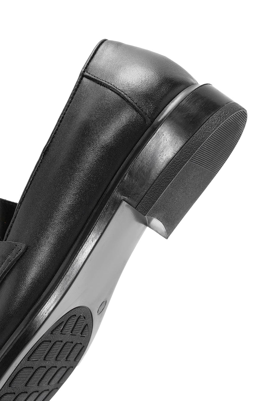 Kadın Siyah Toka Detaylı Deri Maskülen Loafer