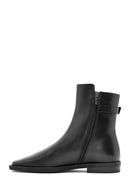 Women's Black Zippered Leather Boots | Derimod