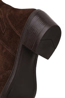 Woman Brown Chunky Heeled Suede Leather Cowboy Boots | Derimod