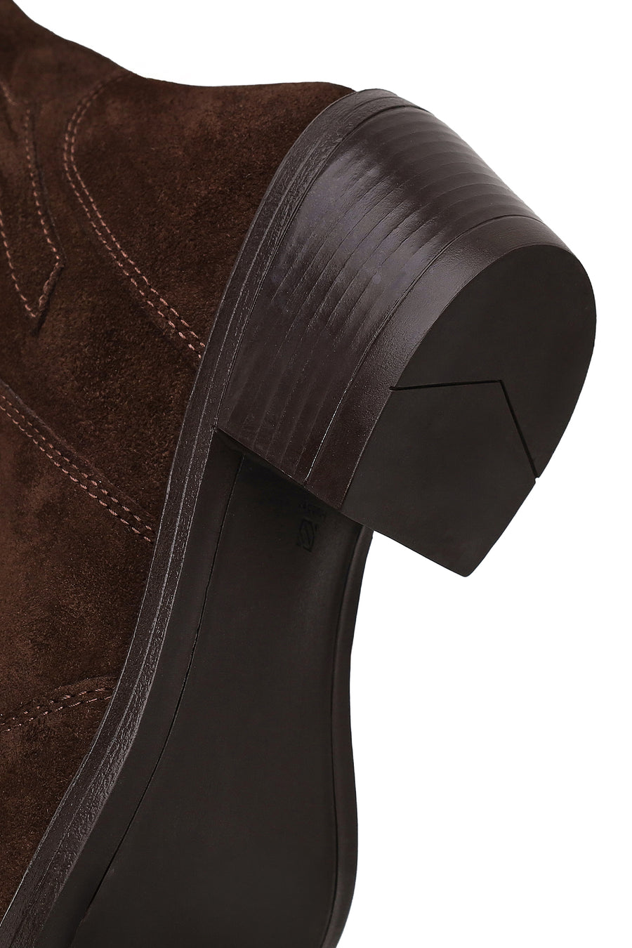 Woman Brown Chunky Heeled Suede Leather Cowboy Boots