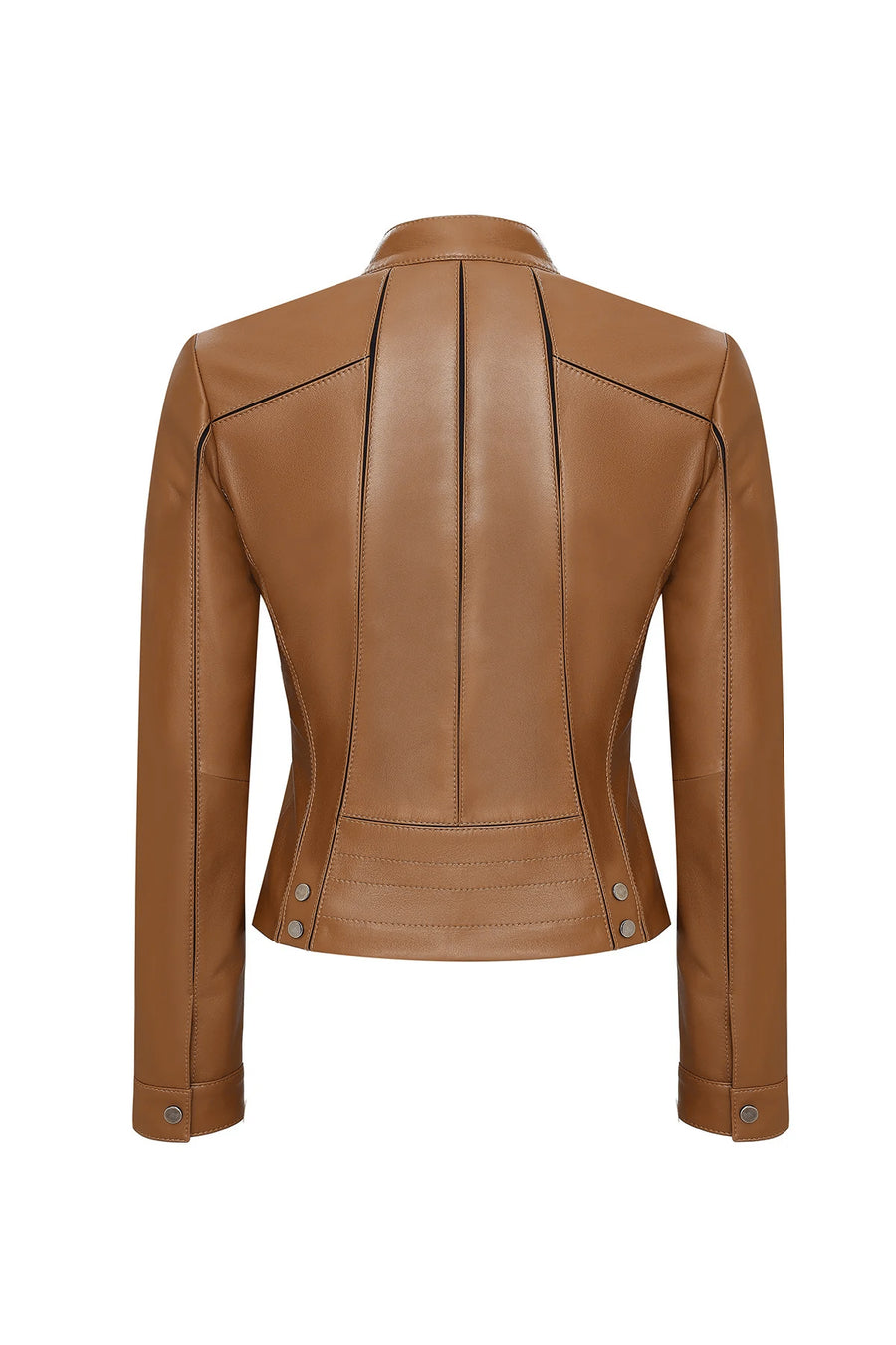 Linda Women's Camel Short Leather Jacket