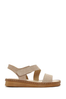 Women's Beige Strappy Suede Leather Sandals | Derimod