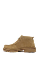 Male Beige Lace-Up Thick-Soled Suede Casual Boots | Derimod