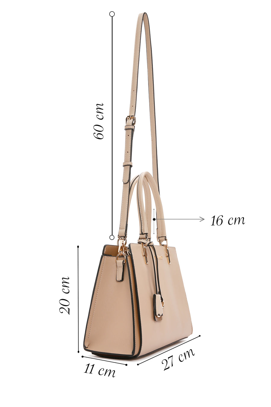 Women's Beige Long Strap Classic Handbag