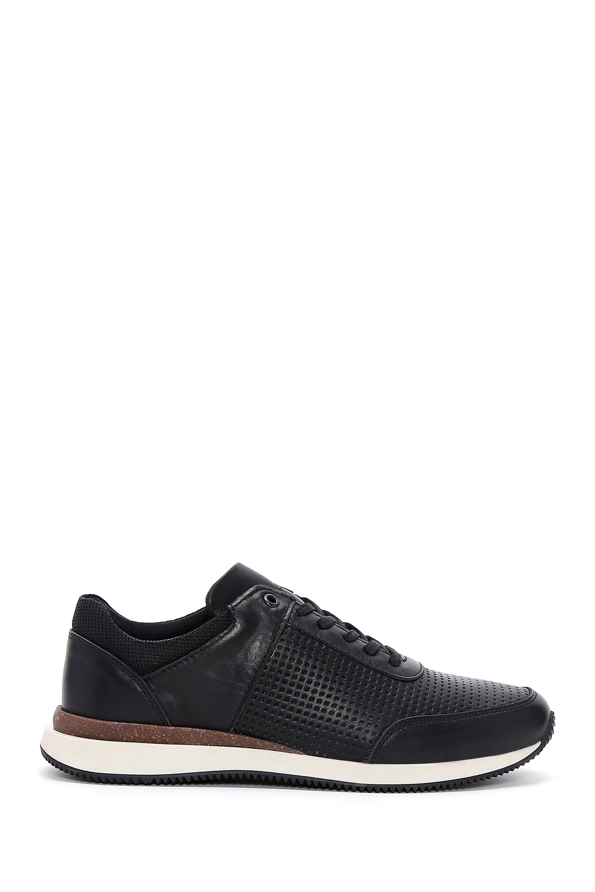 Men's Black Leather Printed Sneaker 23SFD682026 | Derimod