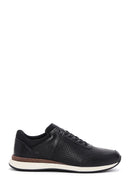 Men's Black Leather Printed Sneaker | Derimod