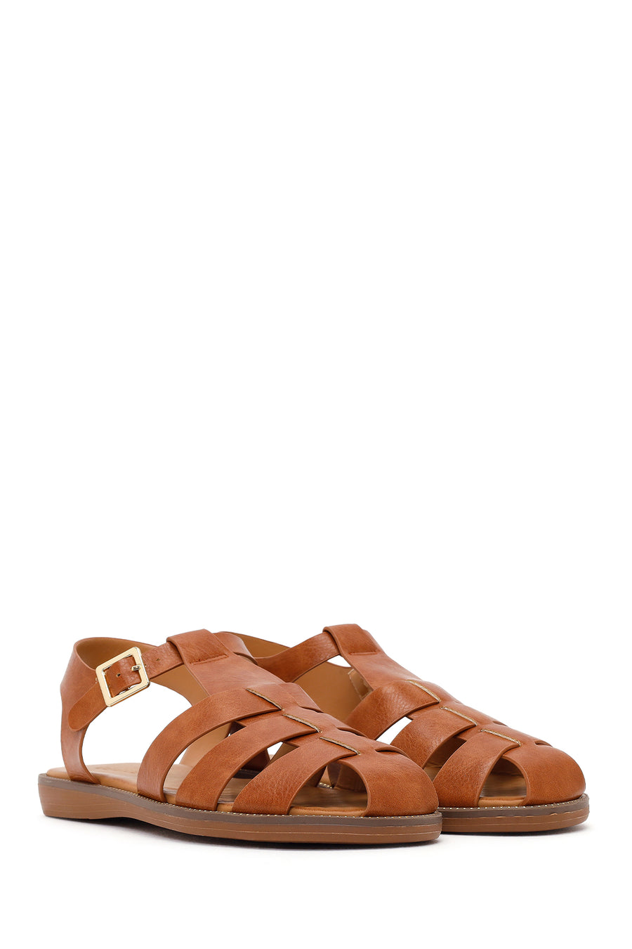 Women's Tan Ankle Buckle Sandals