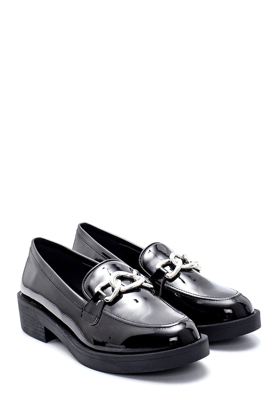 Kadın Rugan Zincir Detaylı Loafer