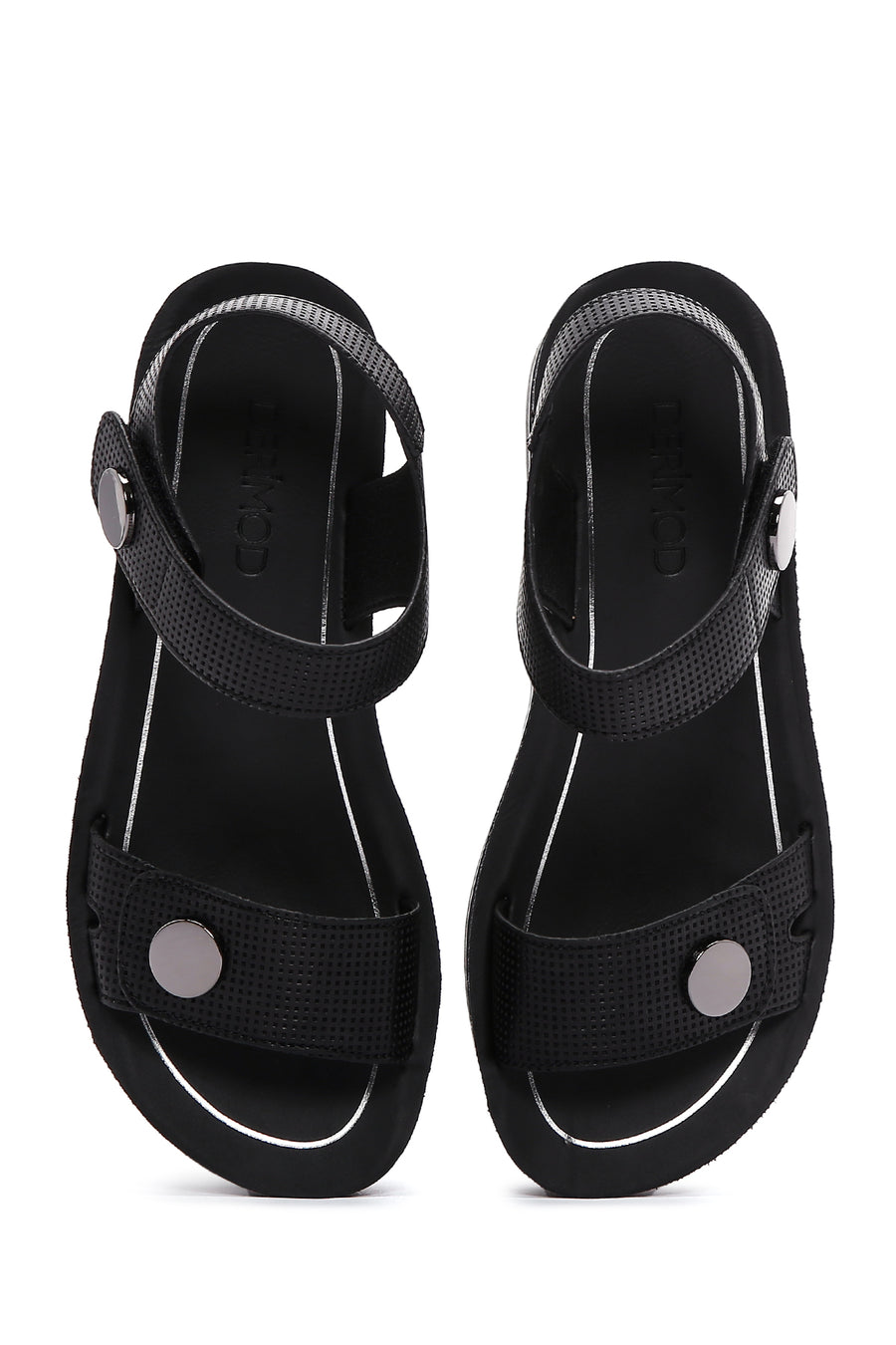 Women's Black Ankle Strap Thick Soled Sandals