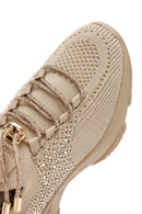 Derimod Zero Women's Beige Laced Stone Detailed Fabric Sneakers | Derimod