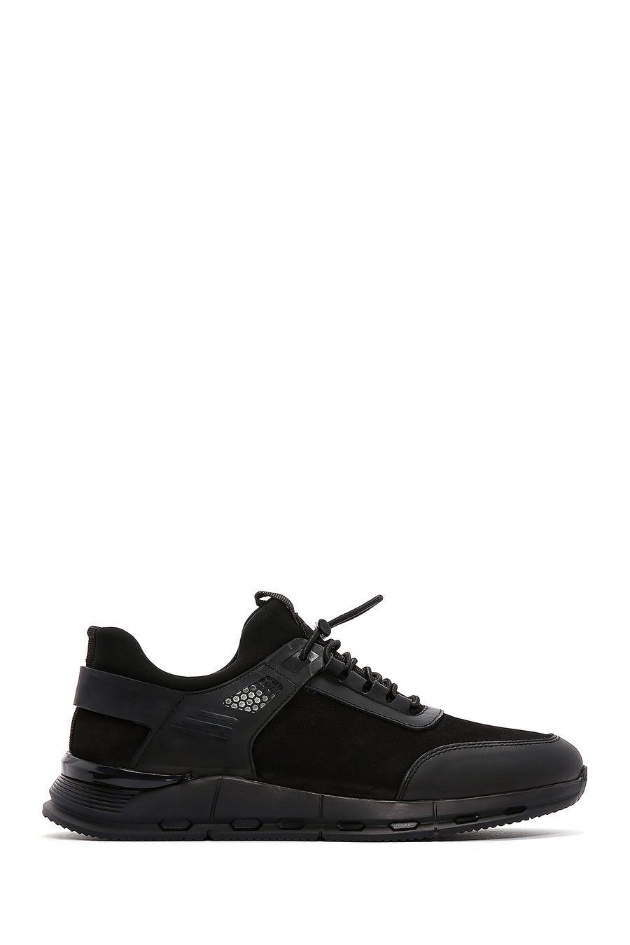 Erkek Siyah Bağcıklı Nubuk Deri Sneaker