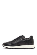 Erkek Siyah Bağcıklı Deri Sneaker | Derimod