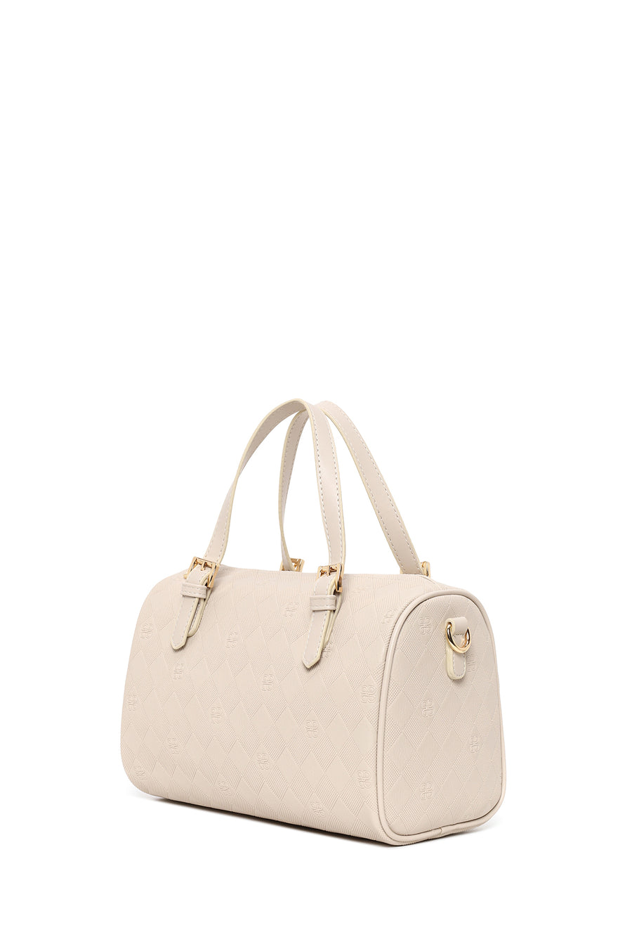 Woman Cream Long Strap Printed Shoulder Bag