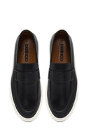 Male Black Thick-Soled Leather Loafer | Derimod