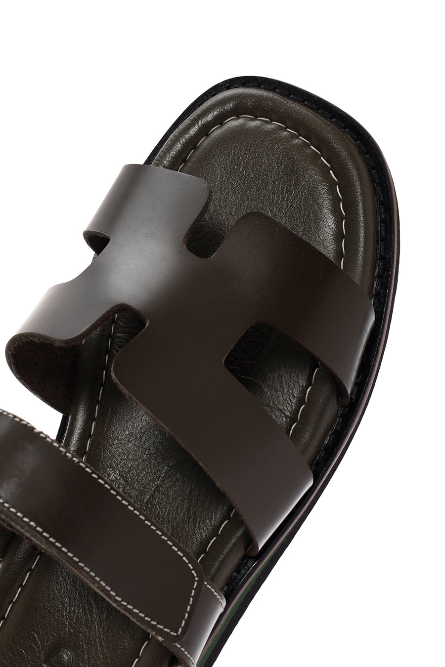 Women's Green Leather Comfort Slippers