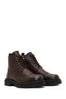 Men's Brown Zipper Leather Boot | Derimod