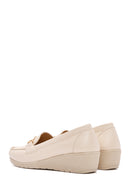 Women's Beige Wedge Heel Loafer | Derimod