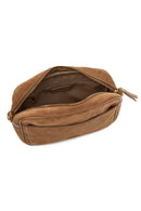 Woman Tan Long-Strap Suede Crossbody Bag | Derimod