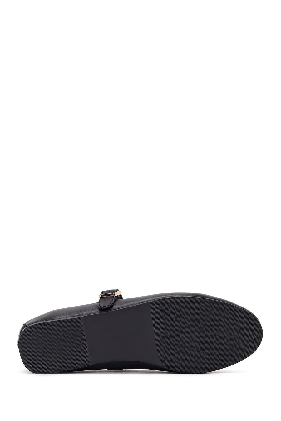 Women's Black Buckle Leather Ballerinas